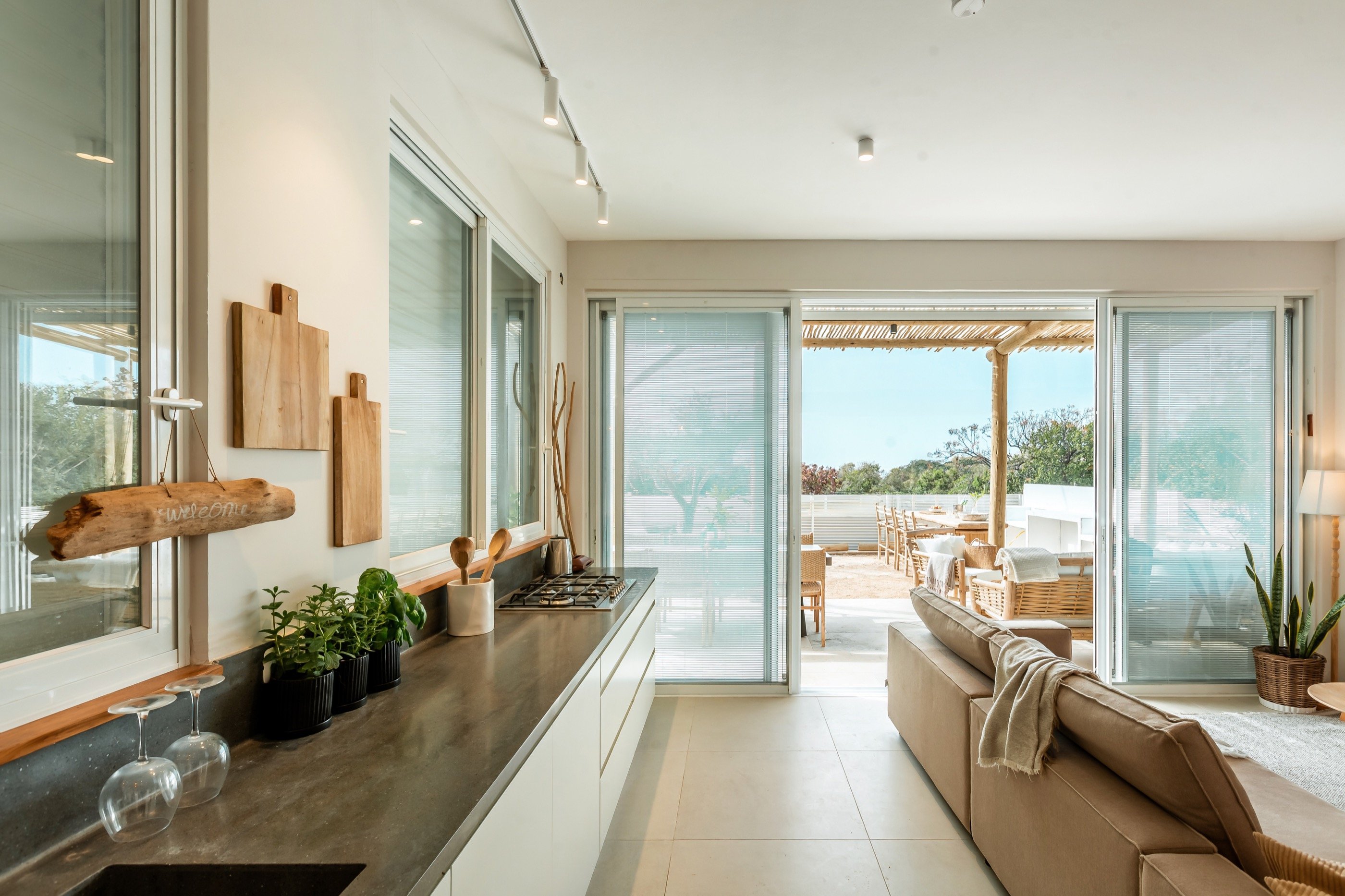 Kitchen opens onto the courtyard.