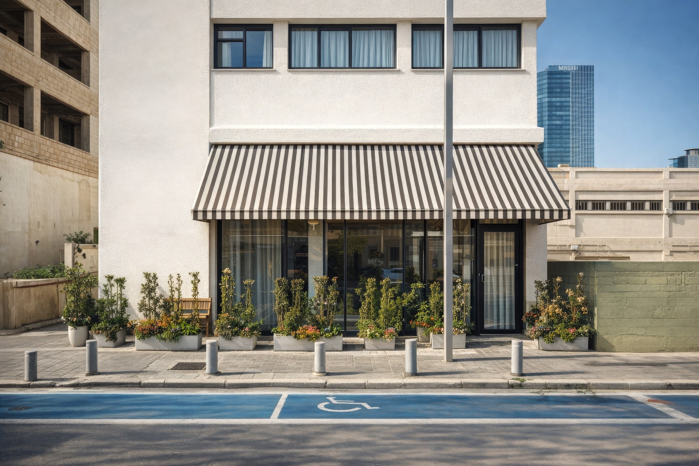 The street meets the door.