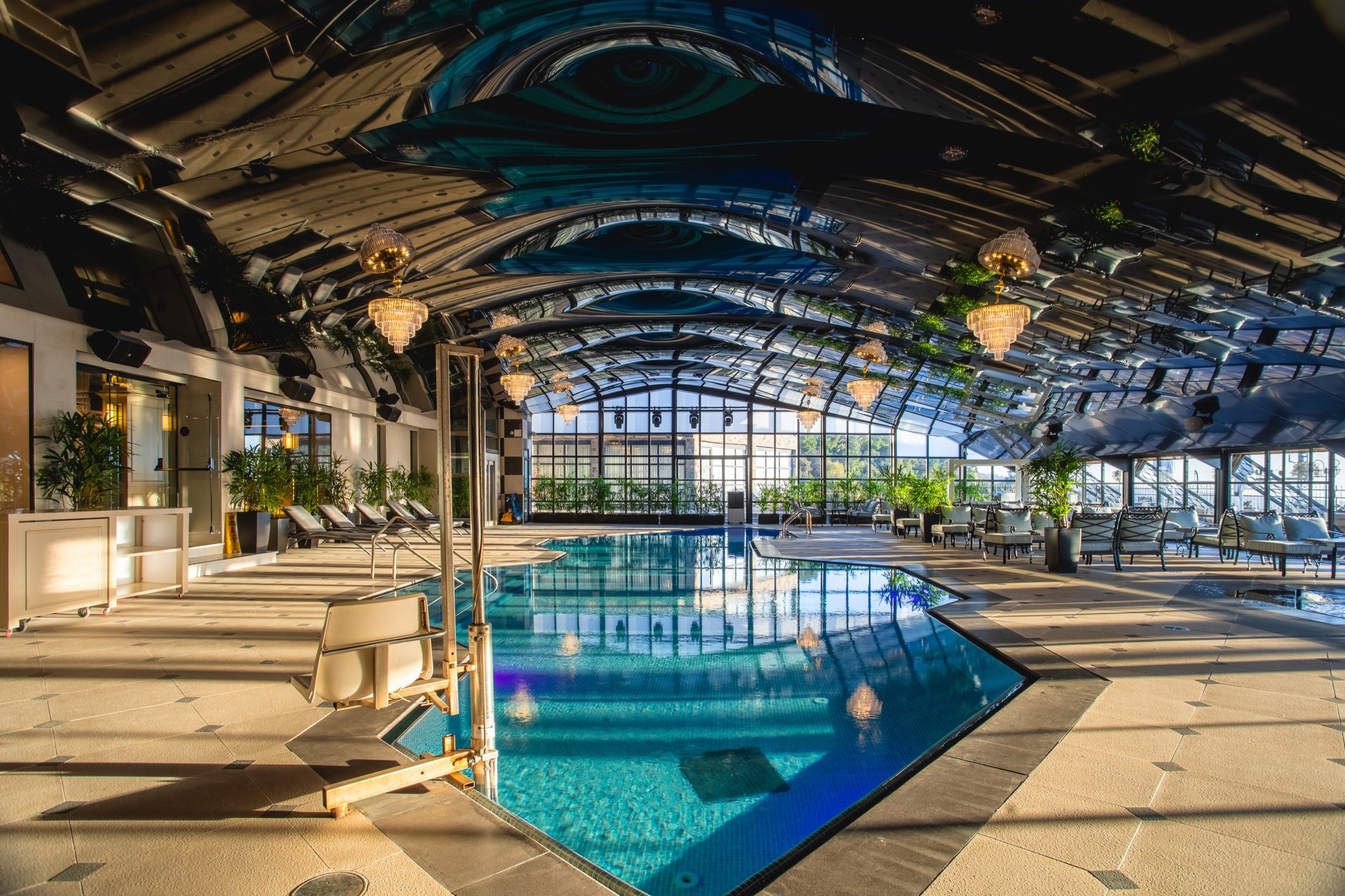 The wave-ceiling pool — an alternate world.