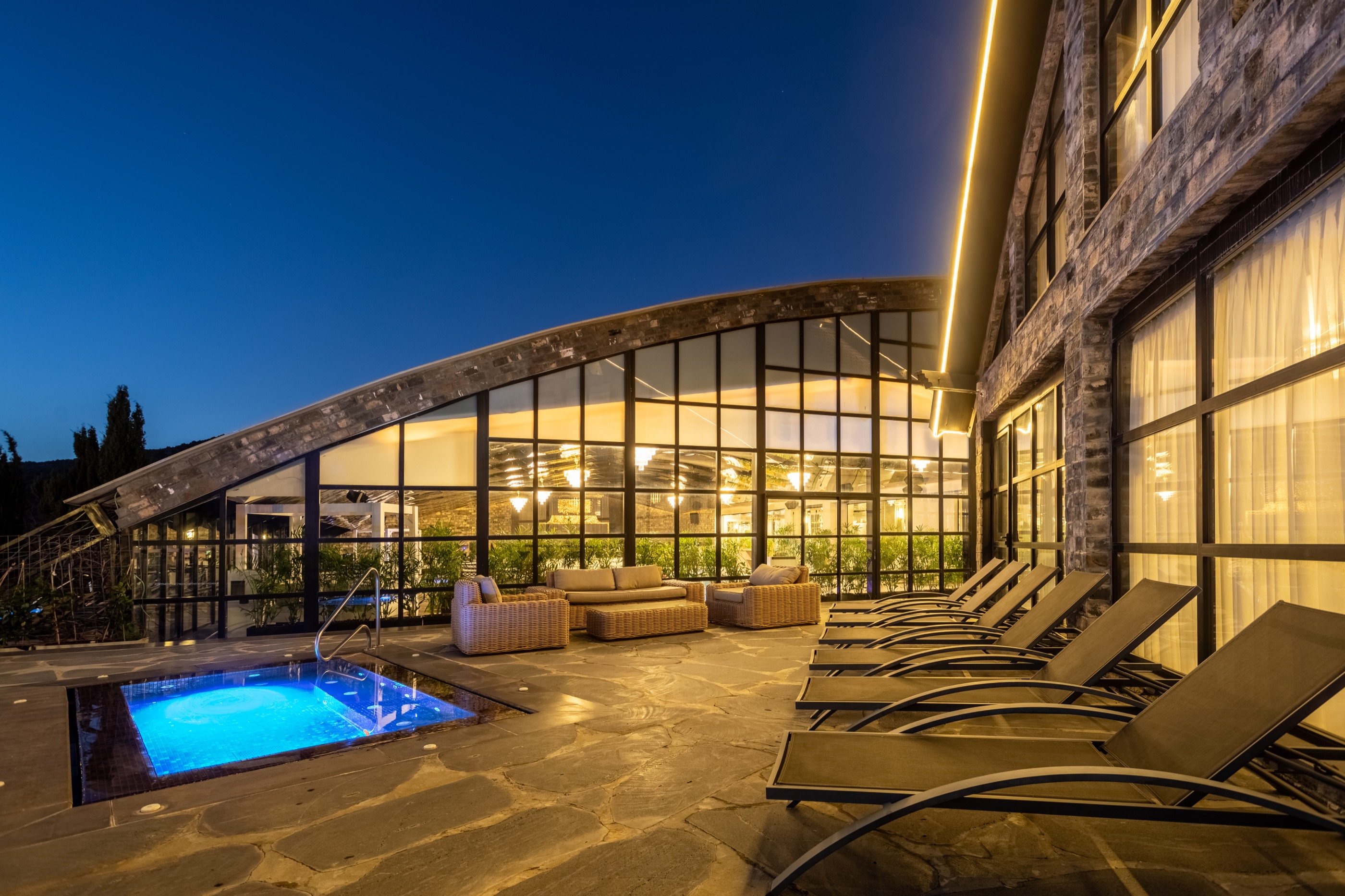 Spa exterior — the evening glow.