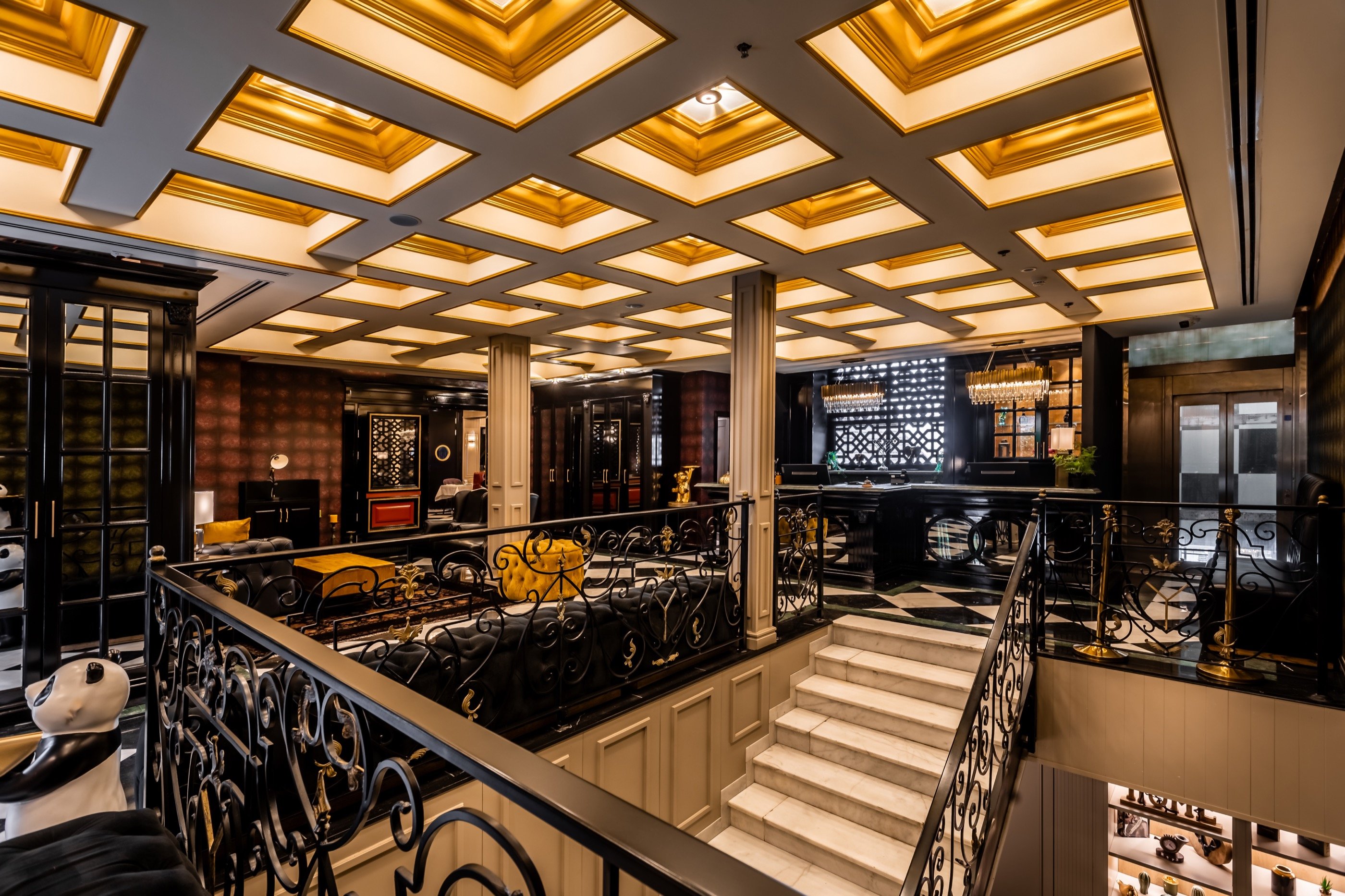Gold coffered ceiling — the grand interior.