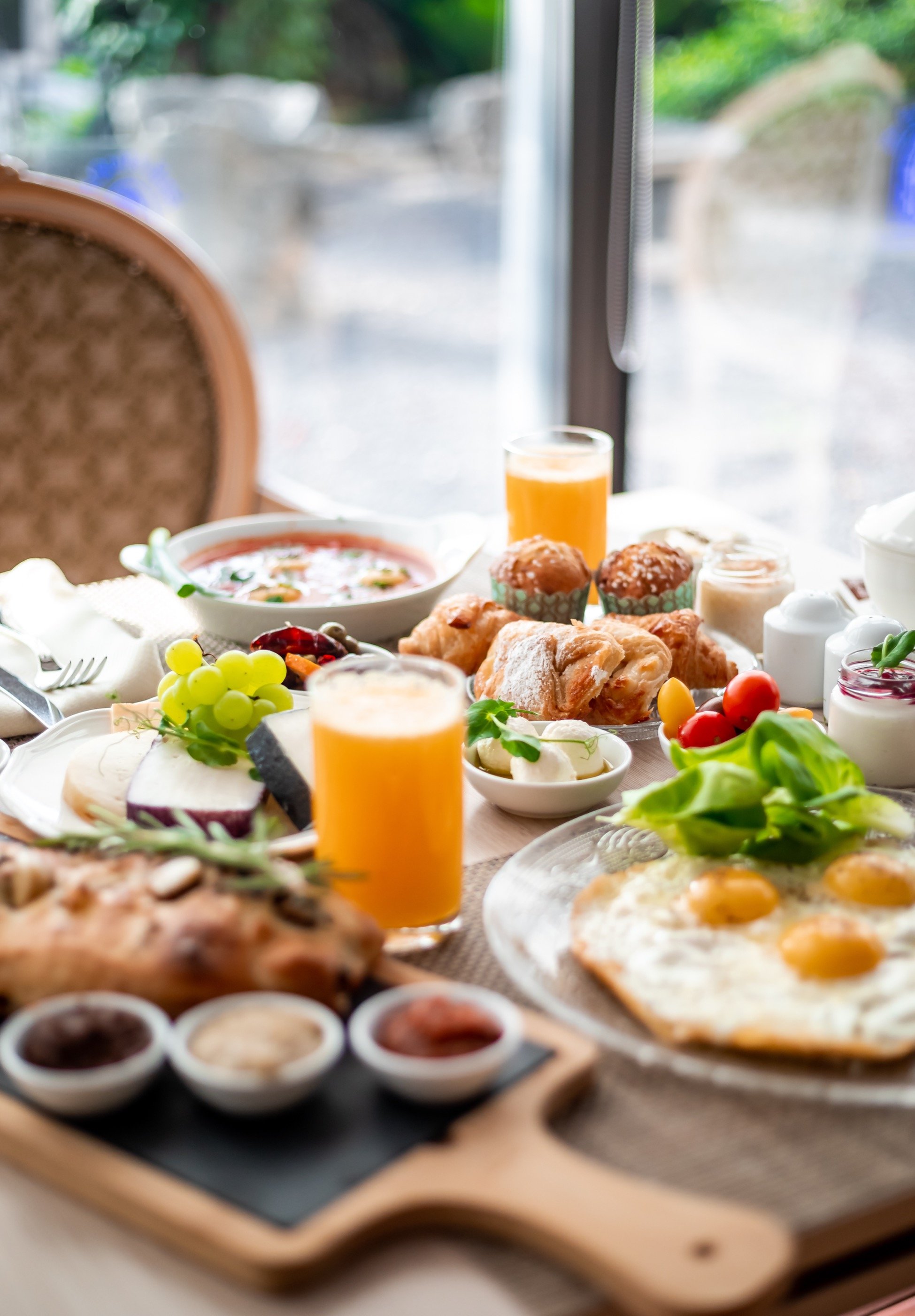Breakfast, a full spread.